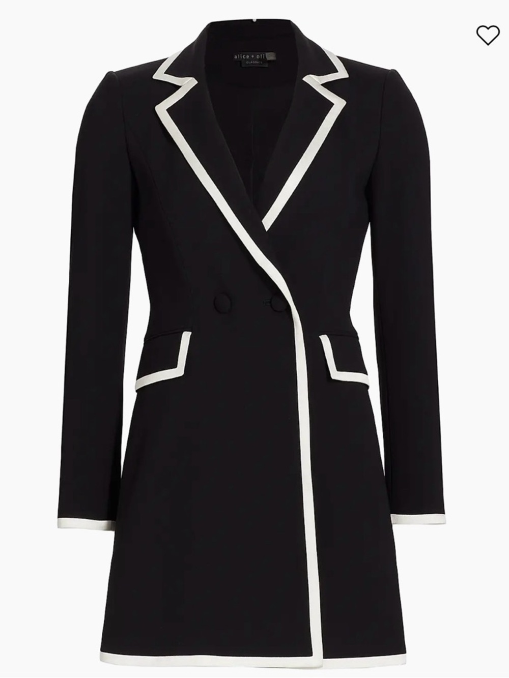 alice + olivia Black Contrast-Trim Long Blazer Dress 4
